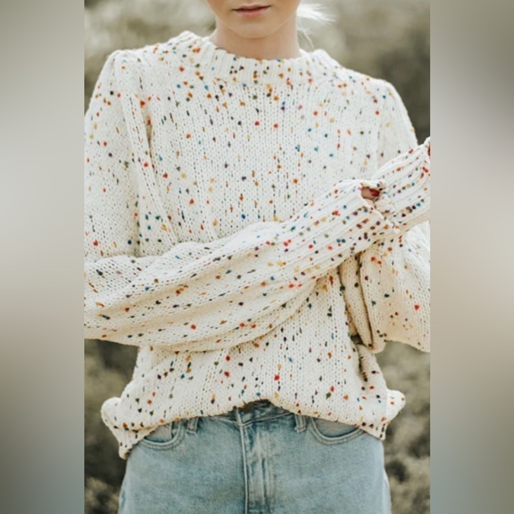 Ivory.. Ivory Sweater w/Colorful Dots - Picture 1 of 3